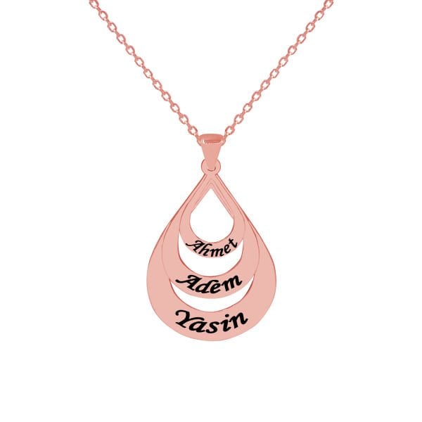 Gümüş Taşsız Üç Damlalı Tasarım İsimli Kolye