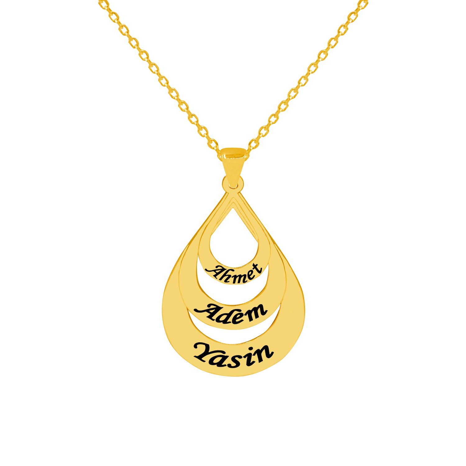 Gümüş Taşsız Üç Damlalı Tasarım İsimli Kolye