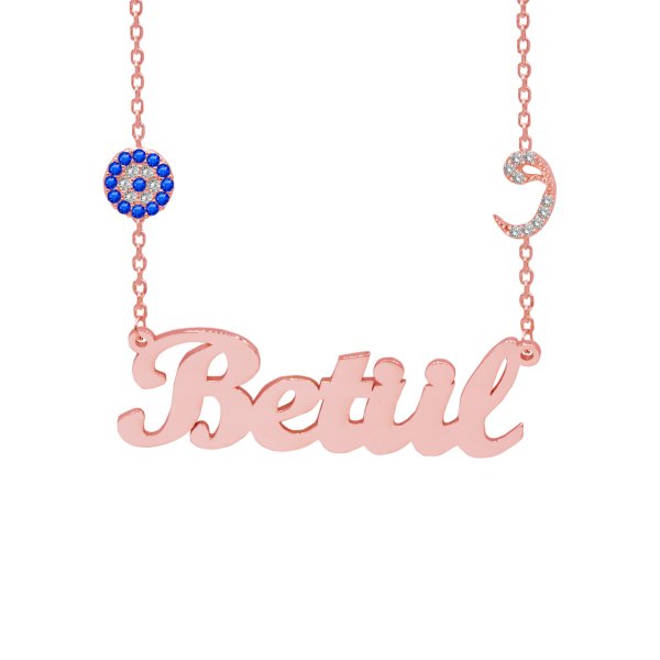 Gümüş Arapça Vav Nazarlıklı İsimli Kolye