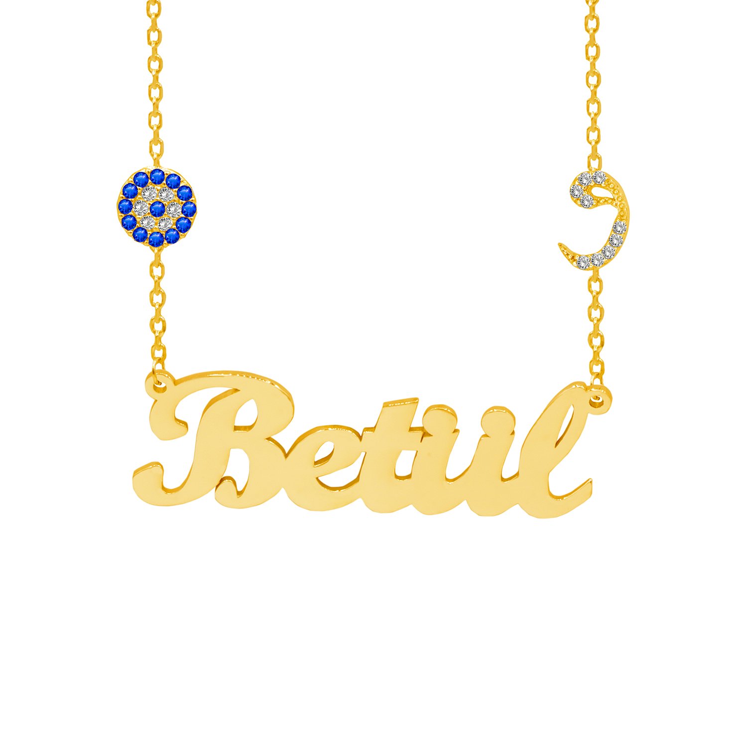 Gümüş Arapça Vav Nazarlıklı İsimli Kolye