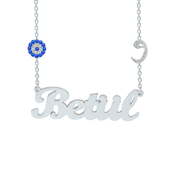 Gümüş Arapça Vav Nazarlıklı İsimli Kolye