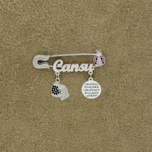 Gümüş Nazar Dualı Patikli İsimli Bebek İğnesi