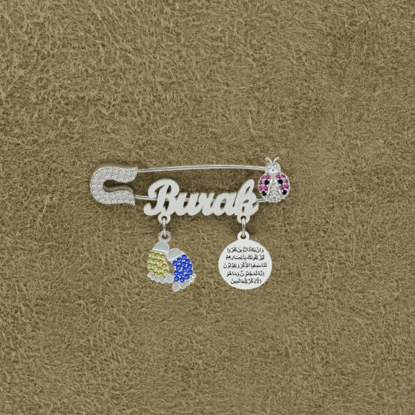 Gümüş Patikli İsimli Bebek İğnesi