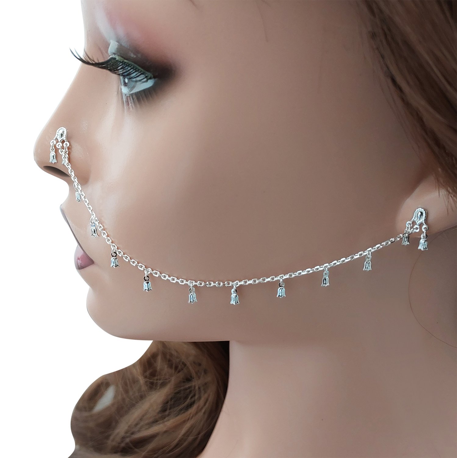 Gümüş Zincirli Kulaktan Buruna Hızma