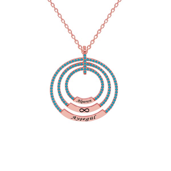 Gümüş Taşlı Üç Halkalı İsimli Kolye