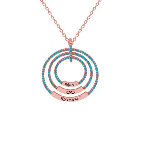 Gümüş Taşlı Üç Halkalı İsimli Kolye