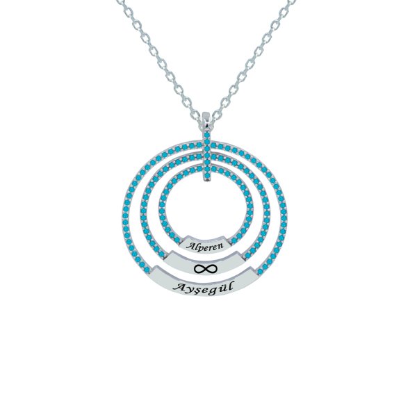 Gümüş Taşlı Üç Halkalı İsimli Kolye