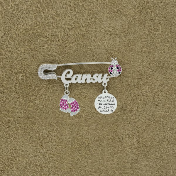 Gümüş Nazar Dualı İsimli Bebek Yaka İğnesi