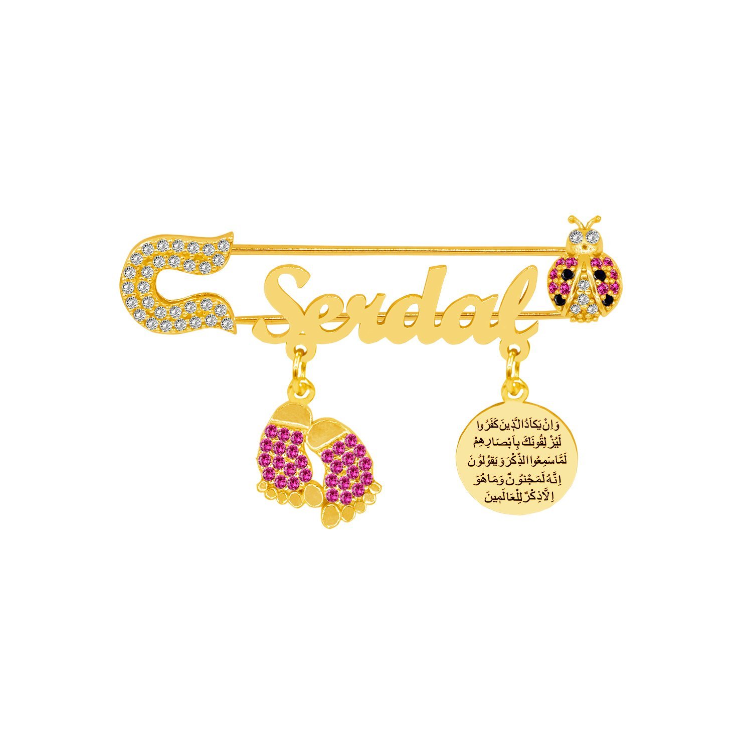 Gümüş Nazar Dualı İsimli Bebek Yaka İğnesi