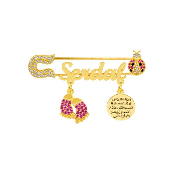 Gümüş Nazar Dualı İsimli Bebek Yaka İğnesi