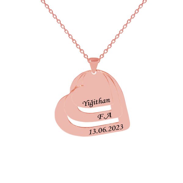 Gümüş Kişiye Özel Taşsız 3 Kalpli İsimli Kolye