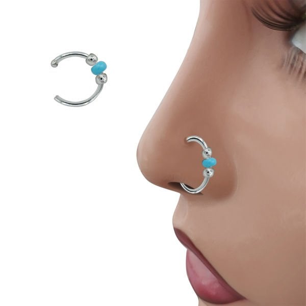 Gümüş Mavi Boncuklu Halka Hızma