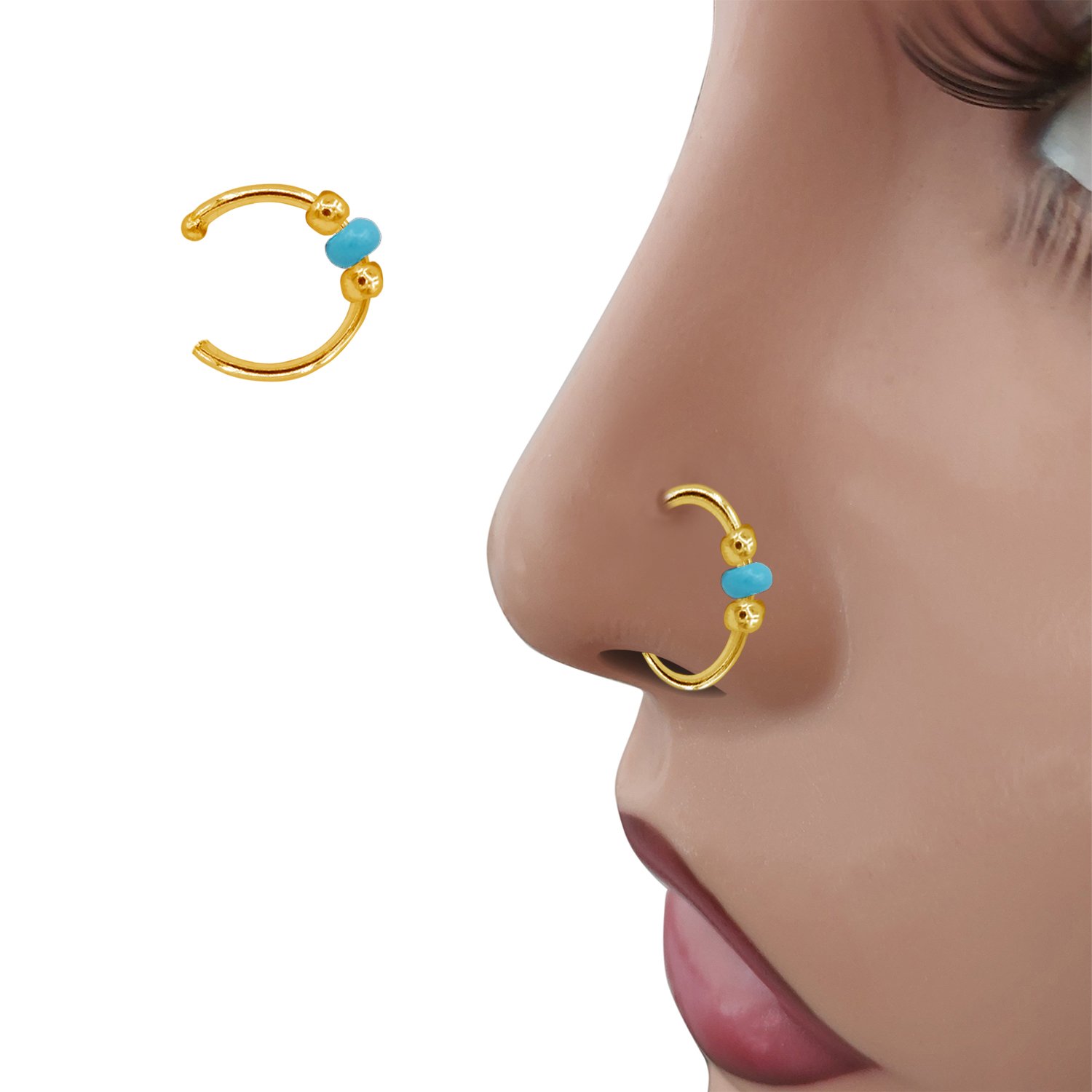 Gümüş Mavi Boncuklu Halka Hızma