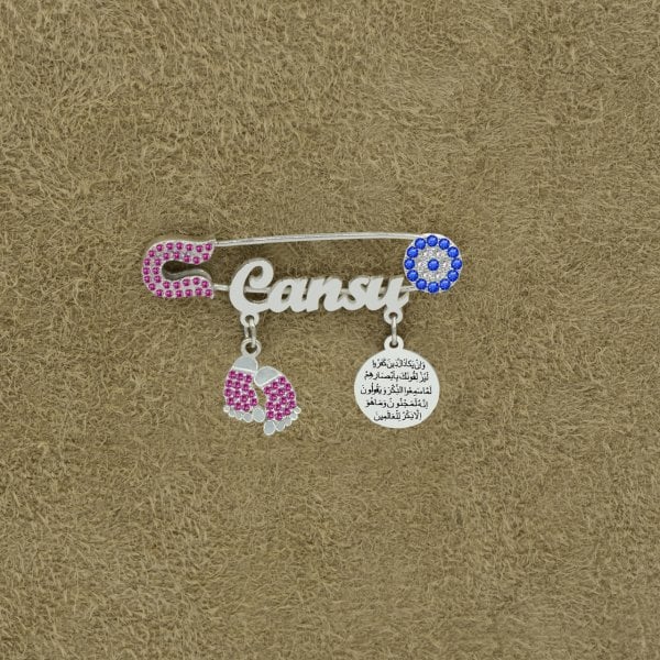 Gümüş Nazar Dualı Patikli İsimli Bebek İğnesi