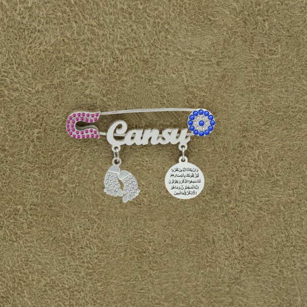 Gümüş Nazar Dualı İsimli Bebek İğnesi