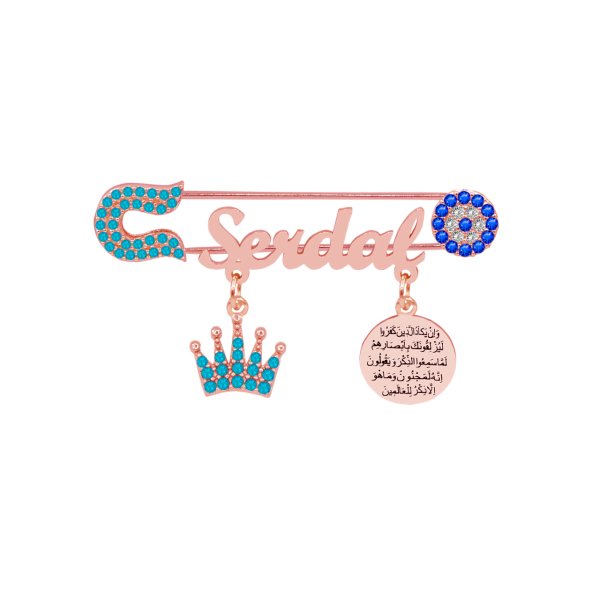 Gümüş Nazar Dualı İsimli Bebek Çatal İğne