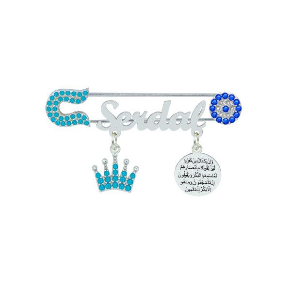 Gümüş Nazar Dualı İsimli Bebek Çatal İğne