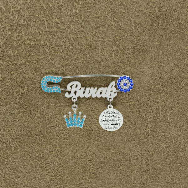 Gümüş Nazar Dualı İsimli Bebek Çatal İğne