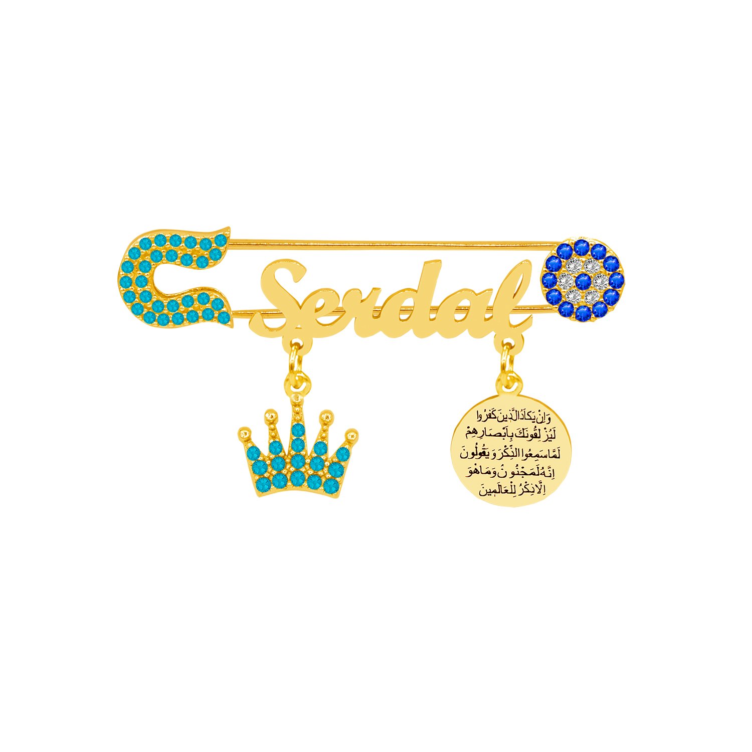 Gümüş Nazar Dualı İsimli Bebek Çatal İğne