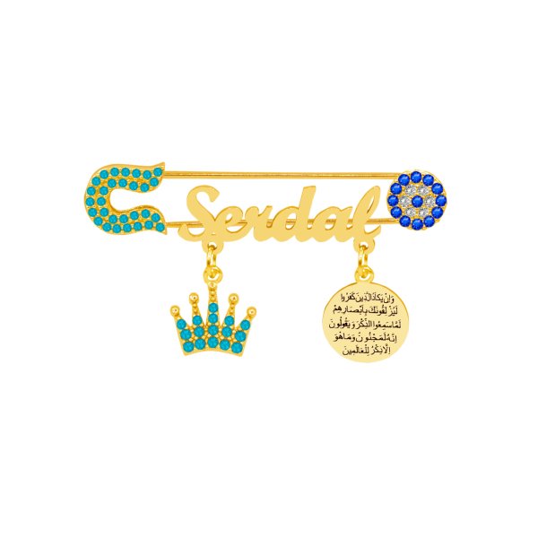 Gümüş Nazar Dualı İsimli Bebek Çatal İğne