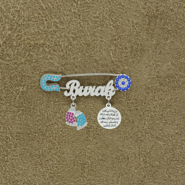 Gümüş Nazar Dualı İsimli Bebek İğnesi