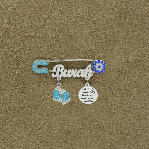 Gümüş Nazar Dualı İsimli Bebek İğnesi