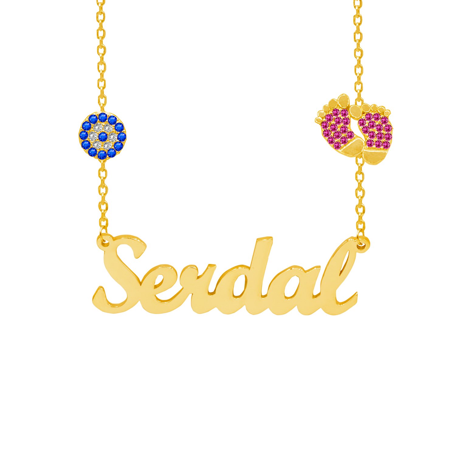 Gümüş Zinciri Nazarlık Patikli İsimli Kolye