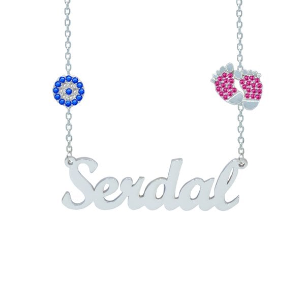 Gümüş Zinciri Nazarlık Patikli İsimli Kolye