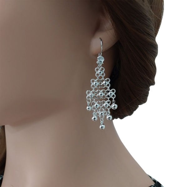 Gümüş Toplu Mardin Telkari Küpe