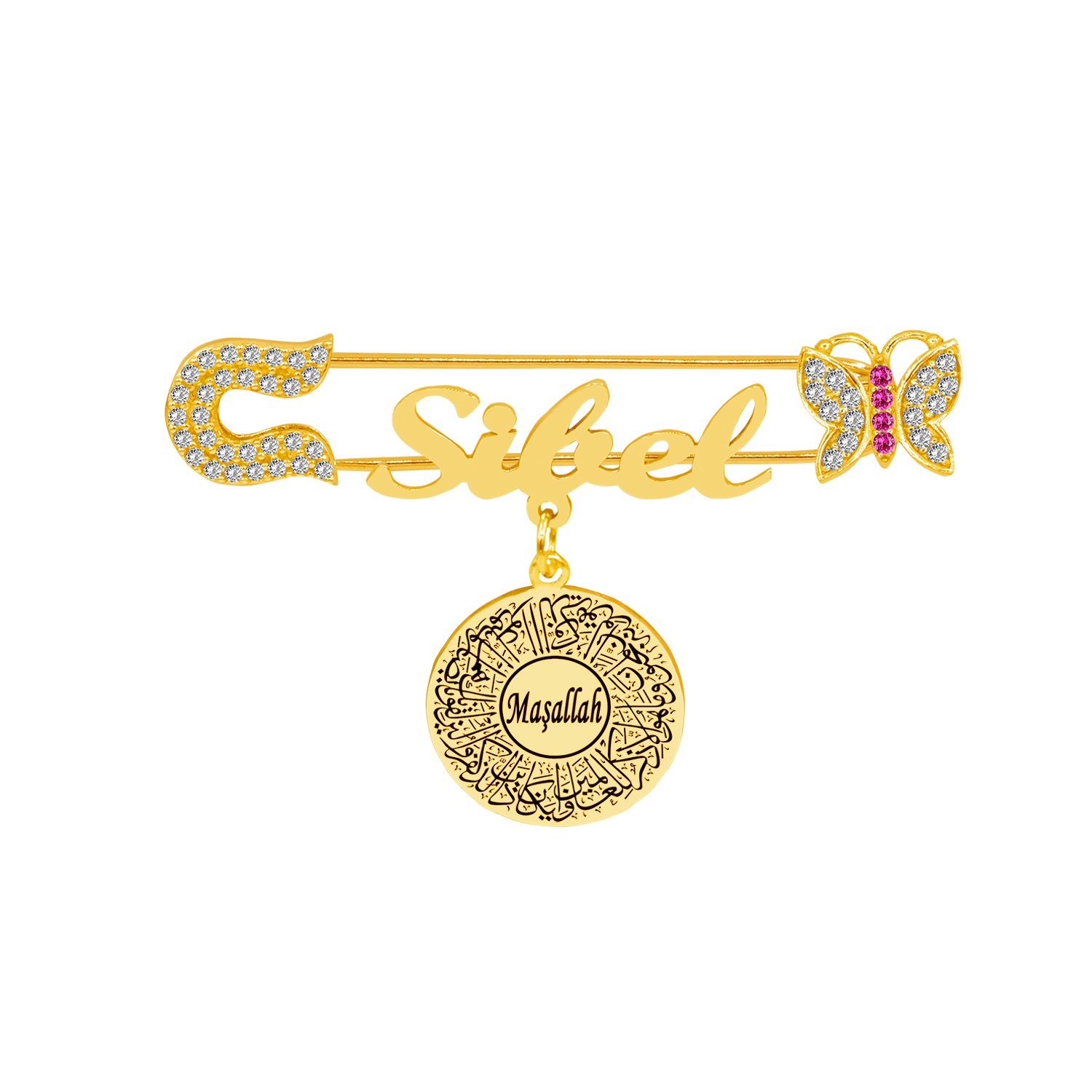 Gümüş Nazar Dualı İsimli Maşallah Bebek İğnesi