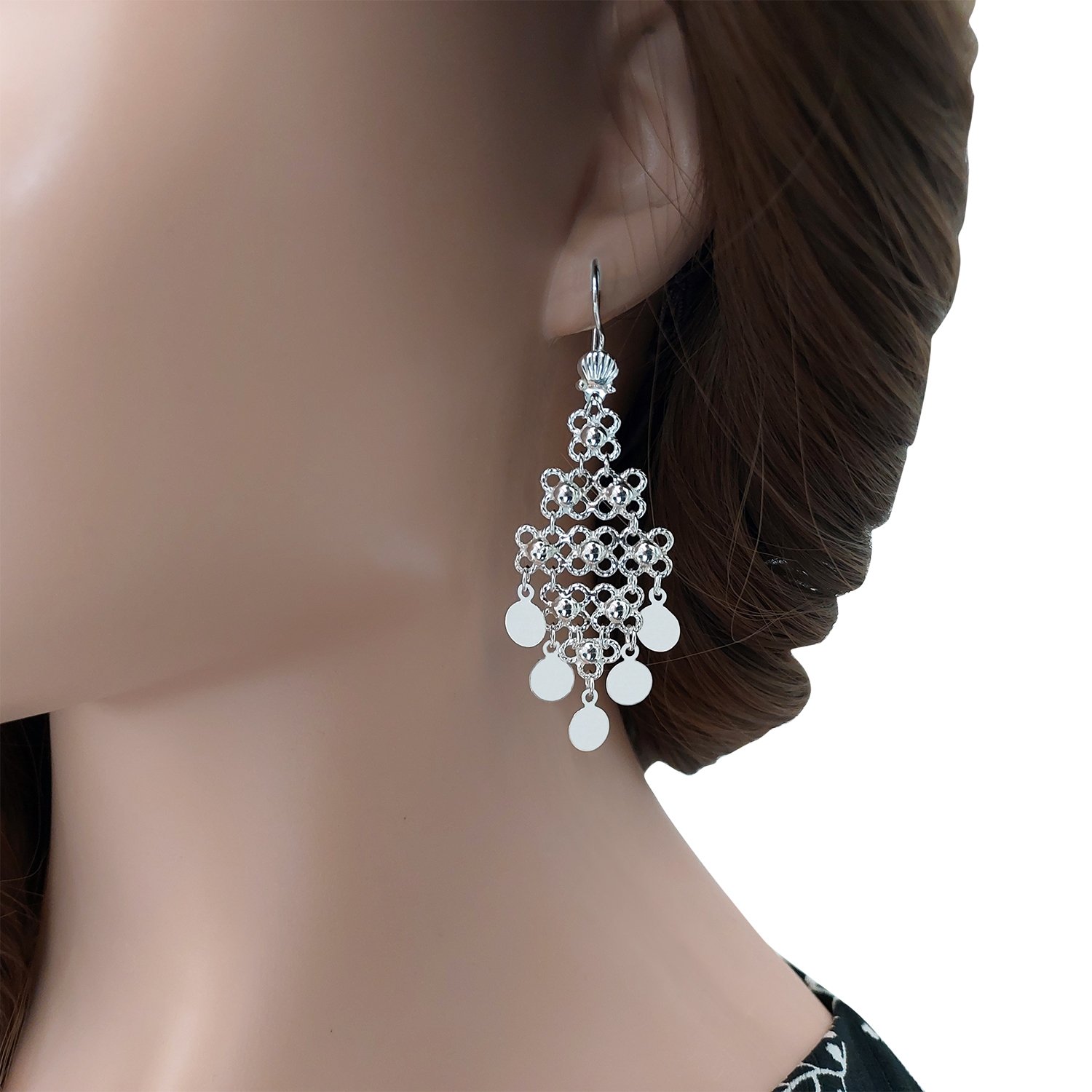 Gümüş Kişniş Pullu Küpe