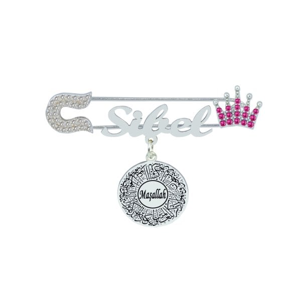 Gümüş İsimli Bebek Maşallah İğnesi