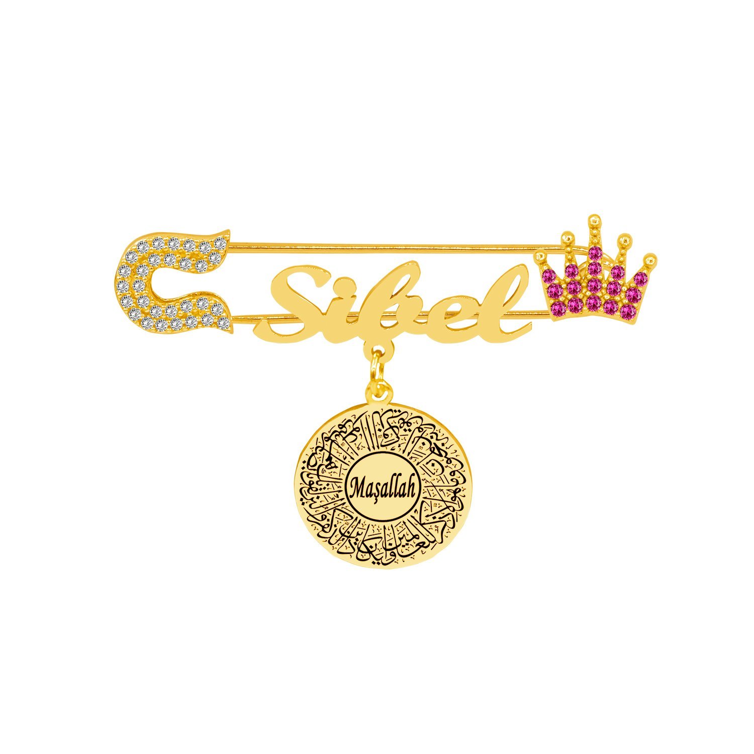 Gümüş İsimli Bebek Maşallah İğnesi