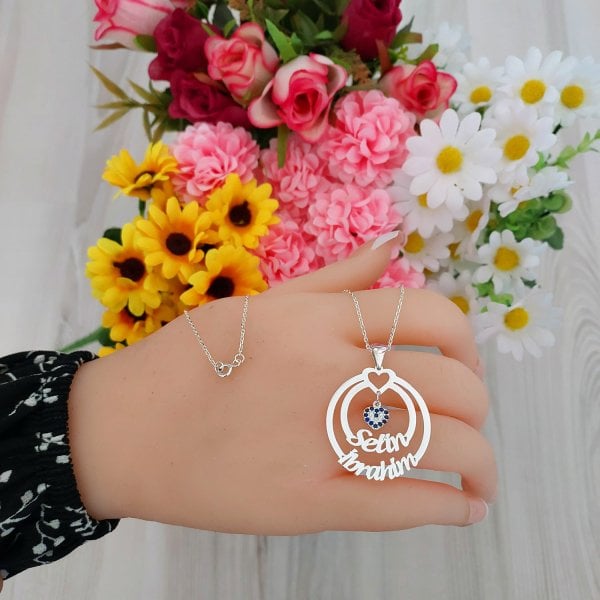 Gümüş Nazar Sallantı Halka 2 İsimli Kolye