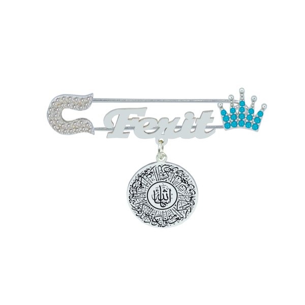 Gümüş Taçlı İsimli Maşallah Bebek İğnesi