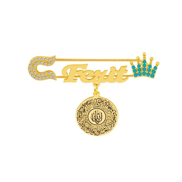 Gümüş Taçlı İsimli Maşallah Bebek İğnesi