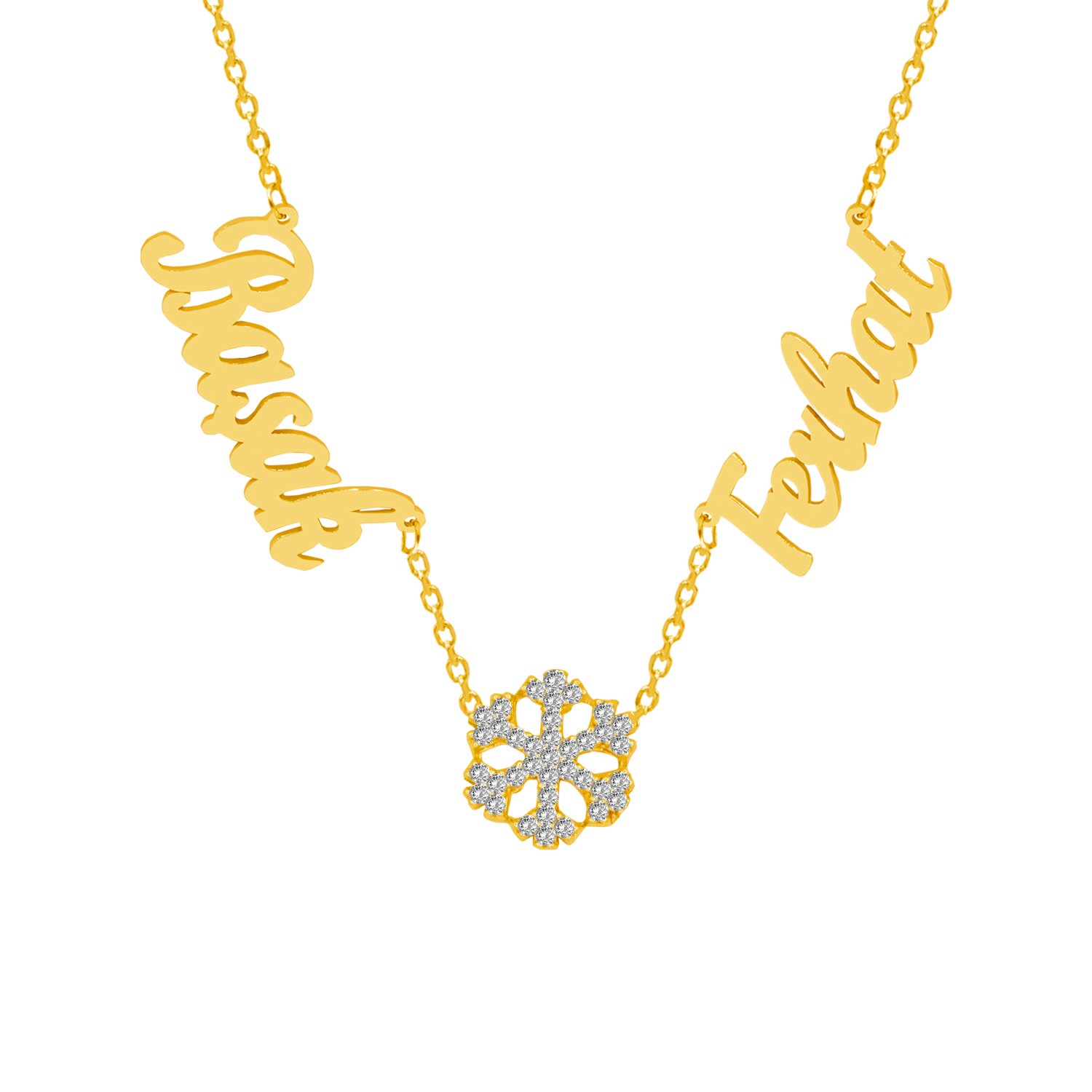 Gümüş Kar Tanesi 2 İsimli Aile Kolyesi