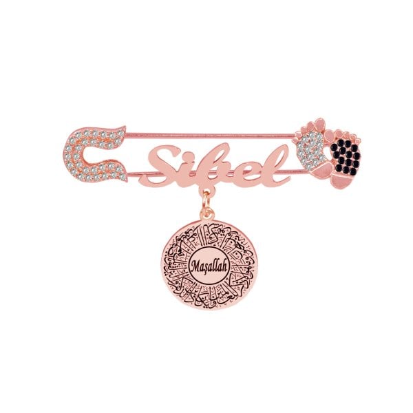 Gümüş Patikli İsimli Bebek Maşallah İğnesi