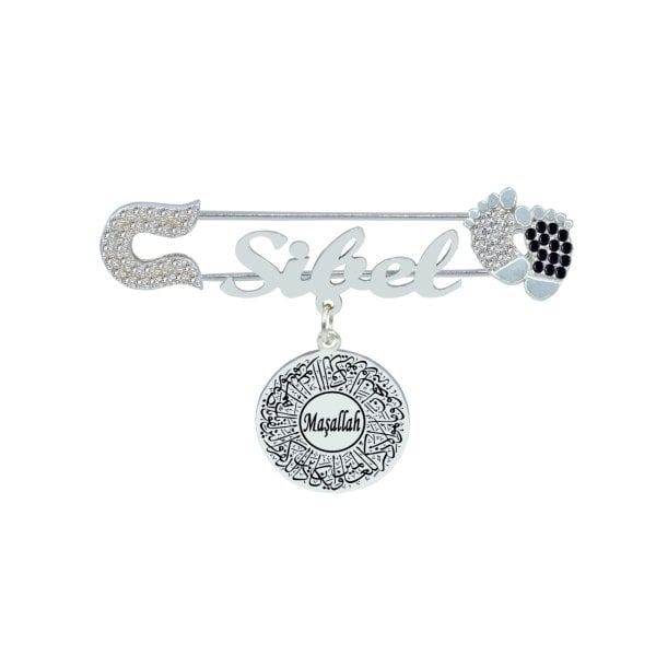 Gümüş Patikli İsimli Bebek Maşallah İğnesi