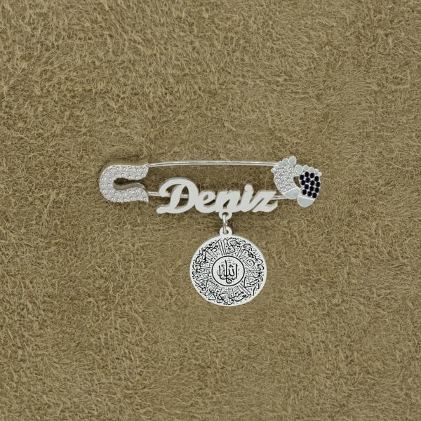 Gümüş Patikli İsimli Bebek Maşallah İğnesi