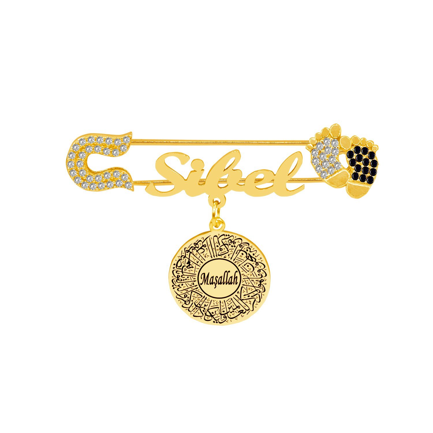 Gümüş Patikli İsimli Bebek Maşallah İğnesi