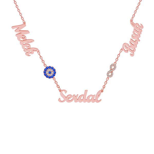 Gümüş Nazarlık Sonsuzluk 3 İsimli Aile Kolyesi