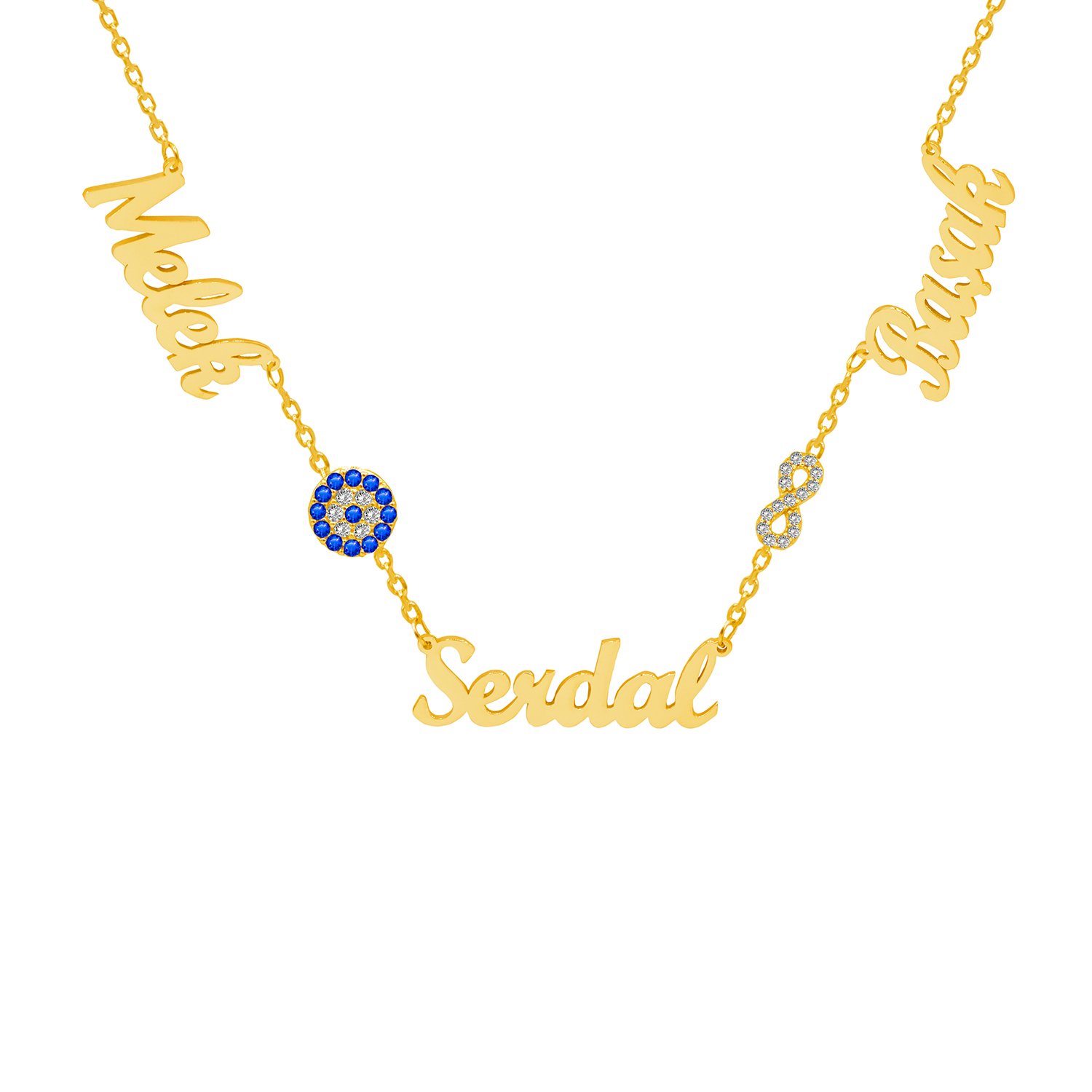 Gümüş Nazarlık Sonsuzluk 3 İsimli Aile Kolyesi