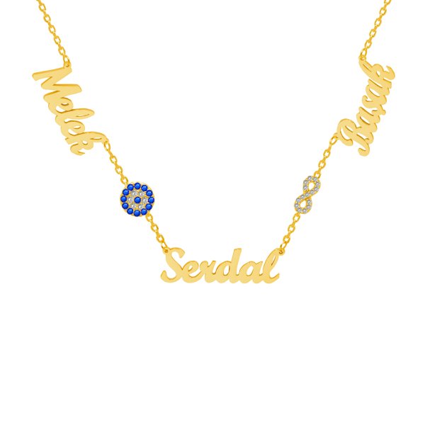 Gümüş Nazarlık Sonsuzluk 3 İsimli Aile Kolyesi