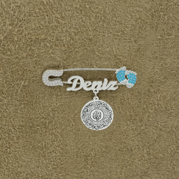 Gümüş Maşallah Nazar Dualı İsimli Bebek İğnesi