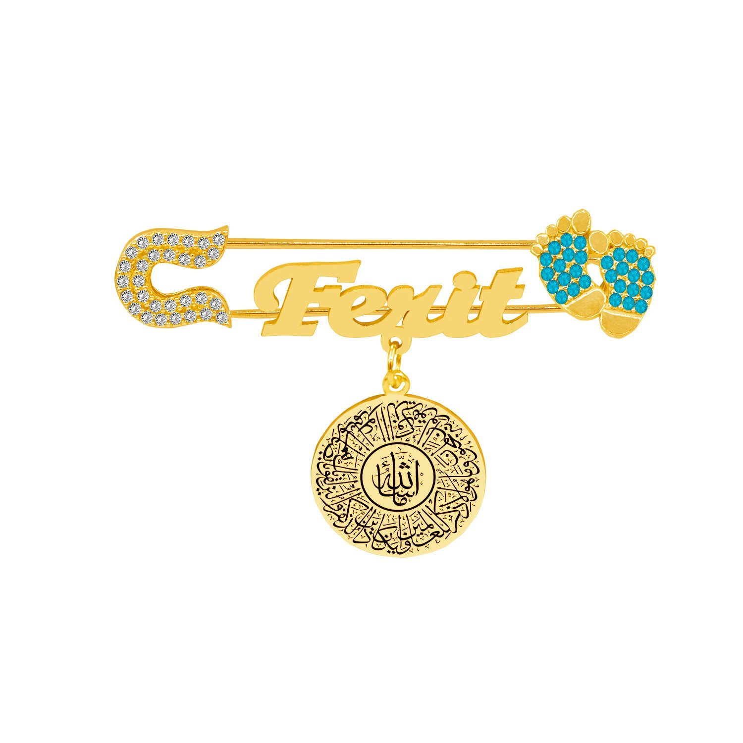 Gümüş Maşallah Nazar Dualı İsimli Bebek İğnesi