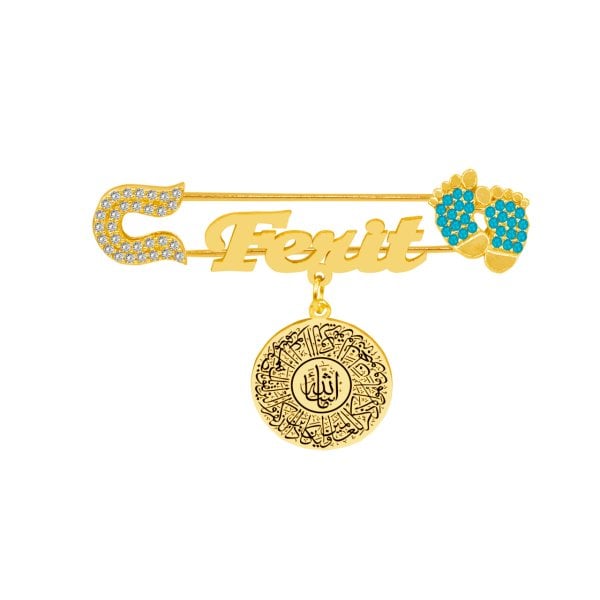 Gümüş Maşallah Nazar Dualı İsimli Bebek İğnesi