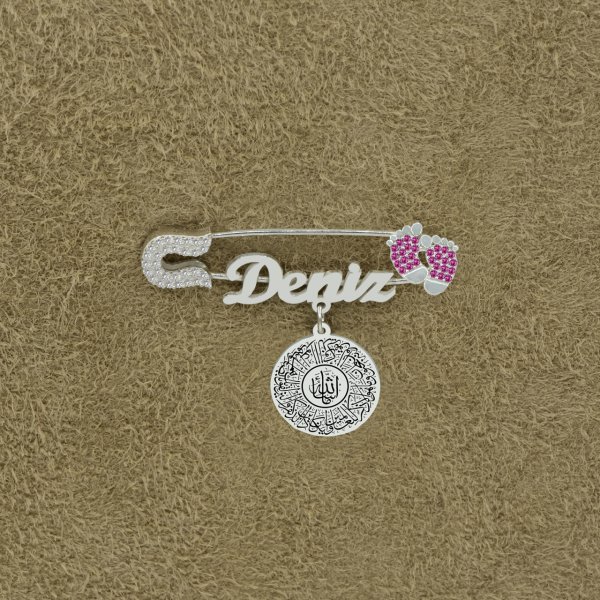 Gümüş Dualı İsimli Bebek Maşallah İğnesi