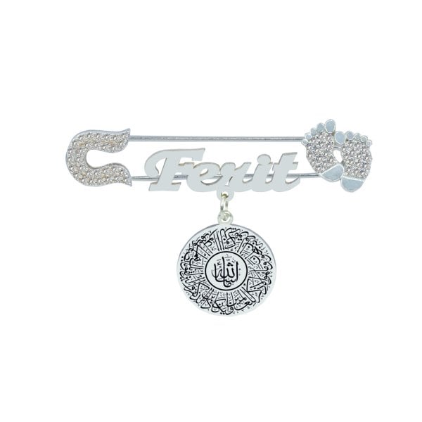 Gümüş Dualı Maşallah Bebek İsimli Yaka İğnesi