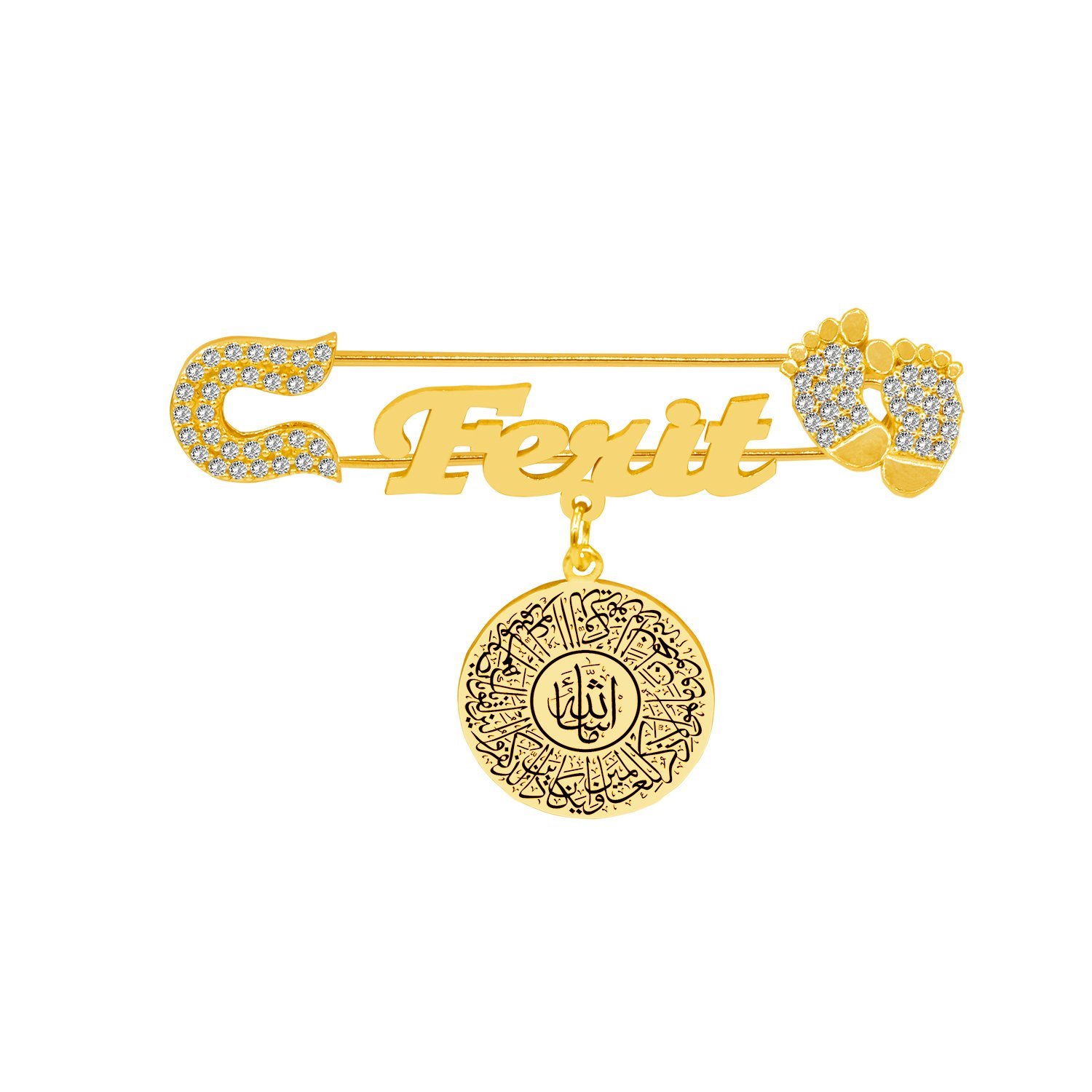 Gümüş Dualı Maşallah Bebek İsimli Yaka İğnesi